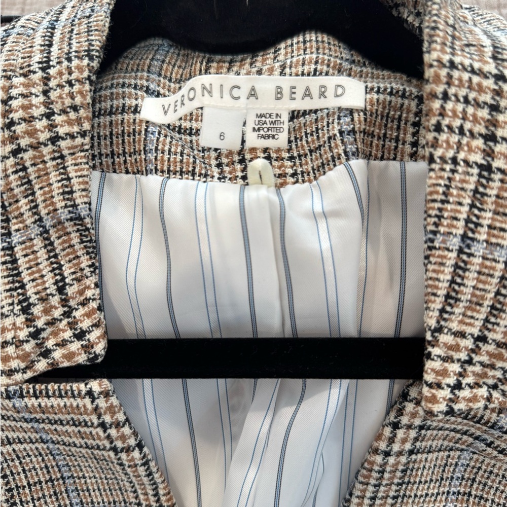 Veronica Beard Tan and Black Plaid Blazer